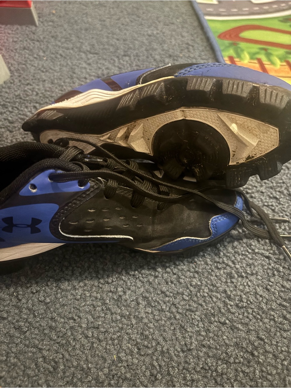 Under Armour Boys' Blue and Black Cleats with Molded Sole